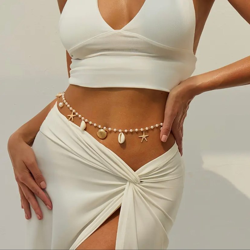 Boncuklu Deniz Temalı Beyaz Gövde Zinciri - Görsel 3