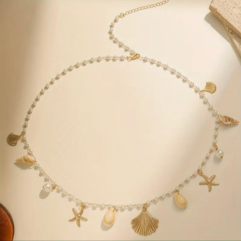 Boncuklu Deniz Temalı Beyaz Gövde Zinciri - Görsel 2