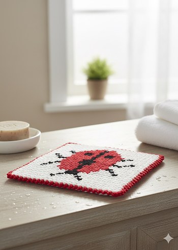 Diğer Renkli Uğur Böceği Desenli Banyo Lifi