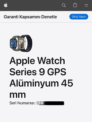 Watch 9 45 mm (KAPALI KUTU) Gece Yarısı