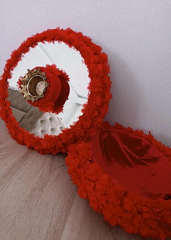 Kırmızı kına sepeti ve tepsisi - Görsel 2