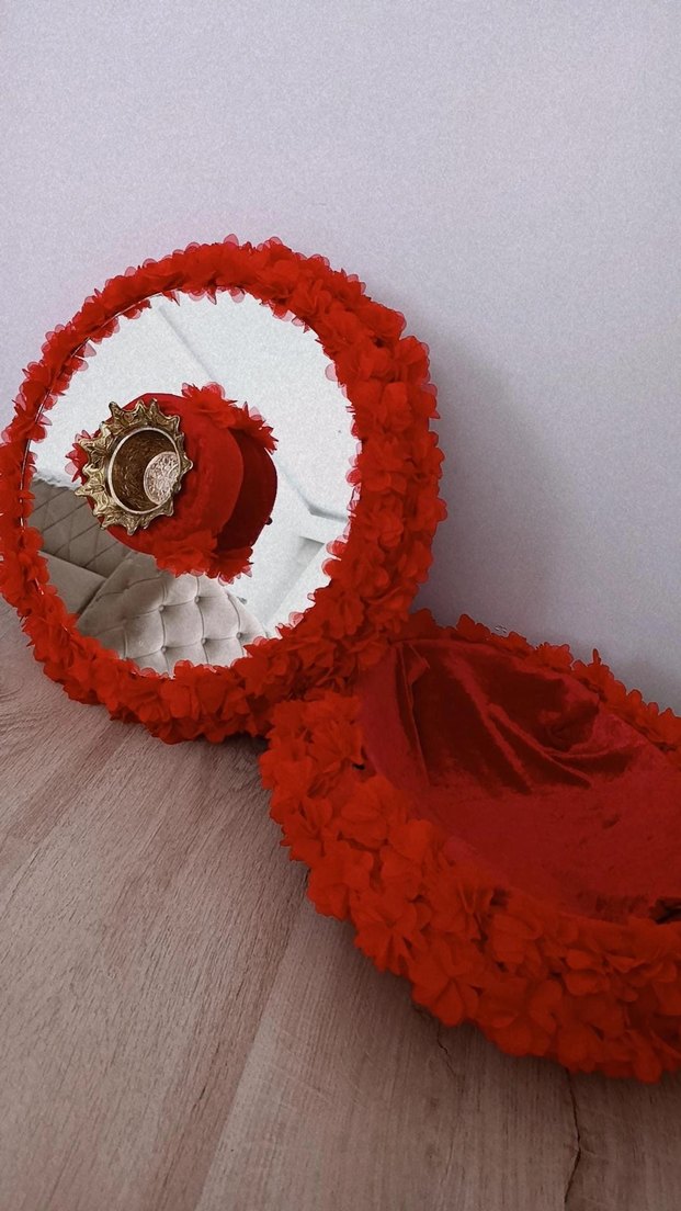 Kırmızı kına sepeti ve tepsisi - Görsel 2