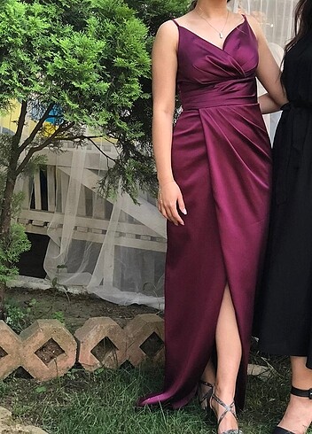 Vişne Çürüğü Saten Abiye