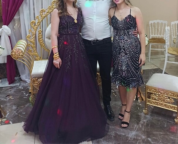 Pul payetli abiye elbise