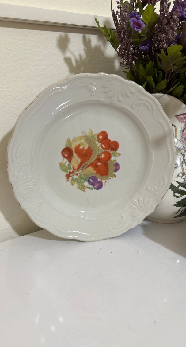 İstanbul porselen damgalı Çiçek Desenli Beyaz Porselen Tabak - Görsel 3