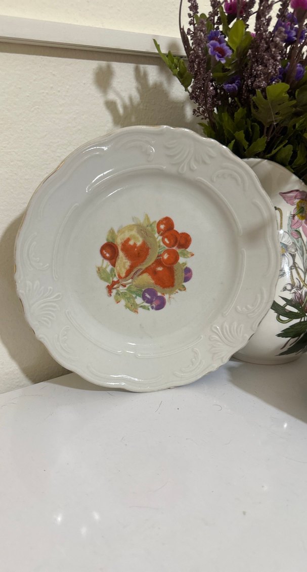 İstanbul porselen damgalı Çiçek Desenli Beyaz Porselen Tabak - Görsel 2