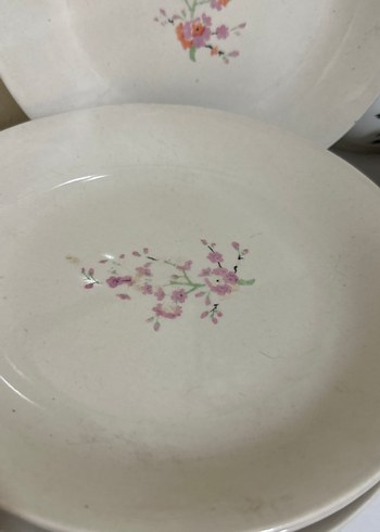 Sümerbank Pastel Çiçek Desenli Beyaz Tabaklar - Görsel 4