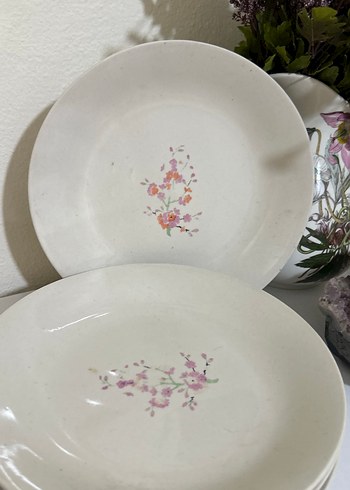 Sümerbank Pastel Çiçek Desenli Beyaz Tabaklar - Görsel 3