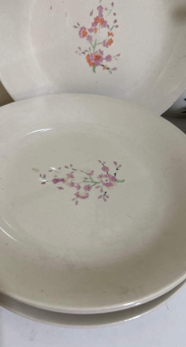 Sümerbank Pastel Çiçek Desenli Beyaz Tabaklar - Görsel 4