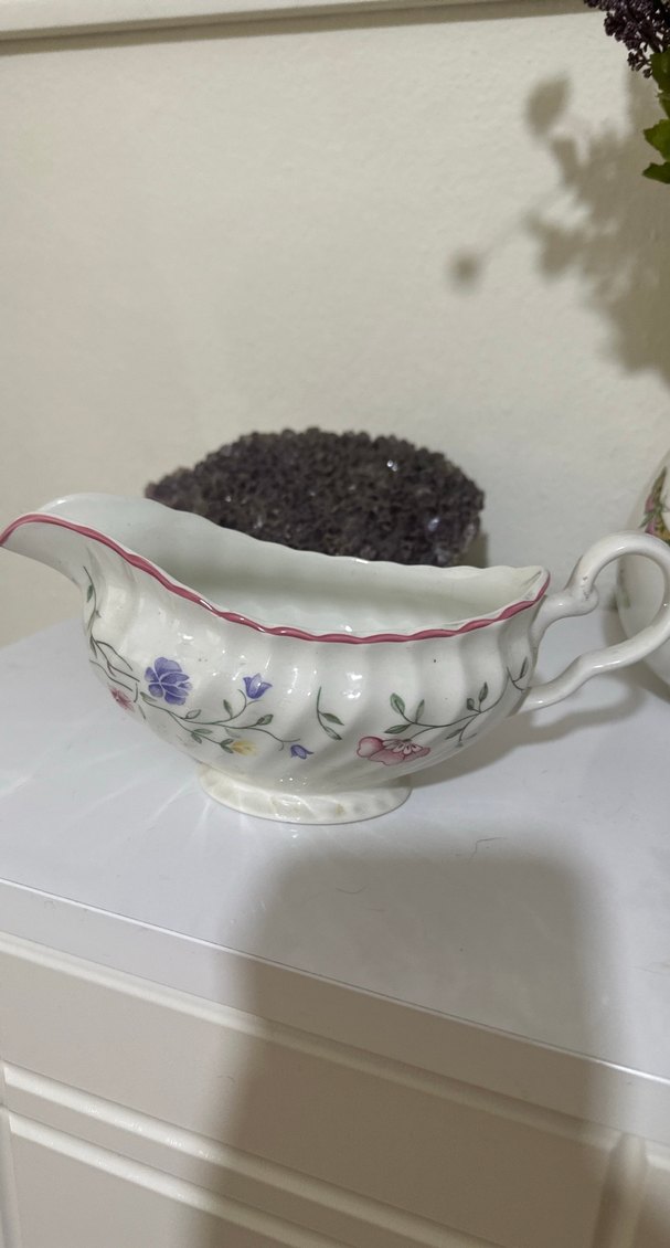 İngiliz Çiçek Desenli Beyaz Sosluk - Görsel 5