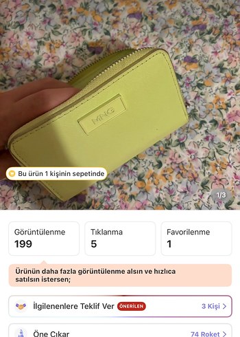 Mango Sarı Fermuarlı Kadın Cüzdanı