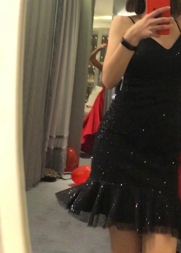 Payetli siyah elbise - Görsel 2