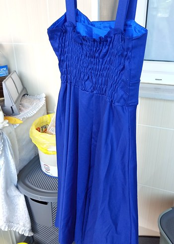 Lacivert Piliseli elbise - Görsel 3