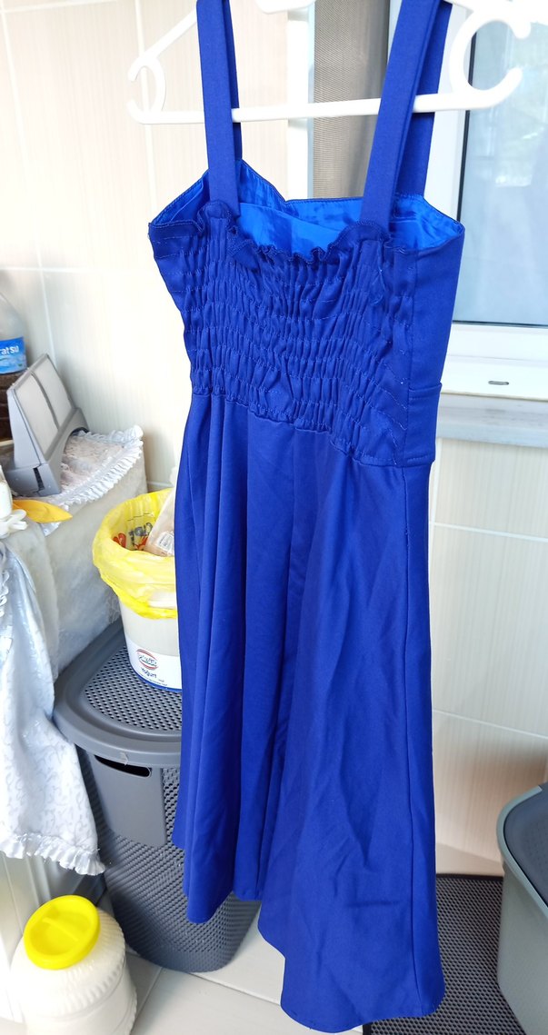 Lacivert Piliseli elbise - Görsel 3