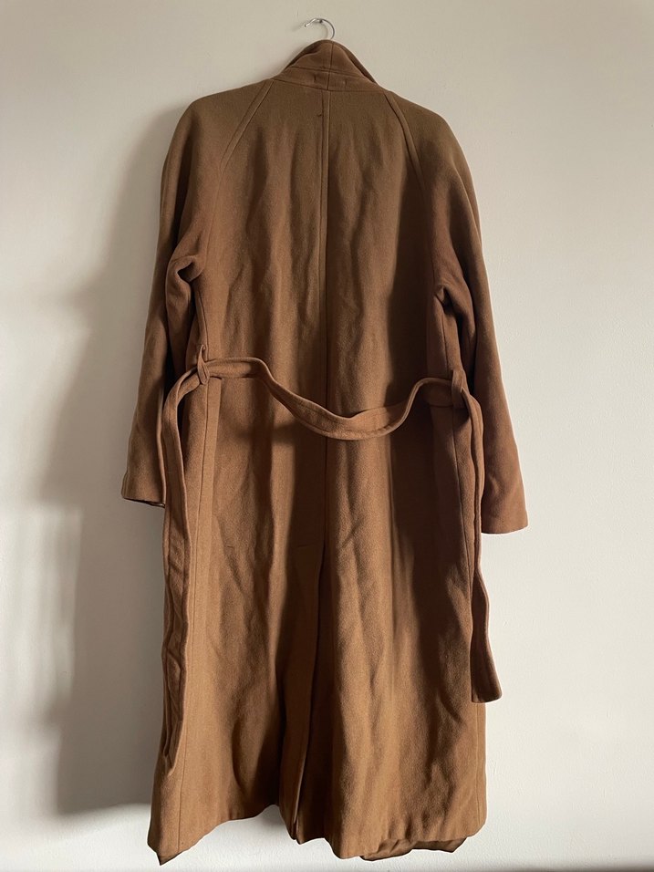 Erkek Bej Süet Uzun Düğmeli Klasik Kaban - Görsel 2