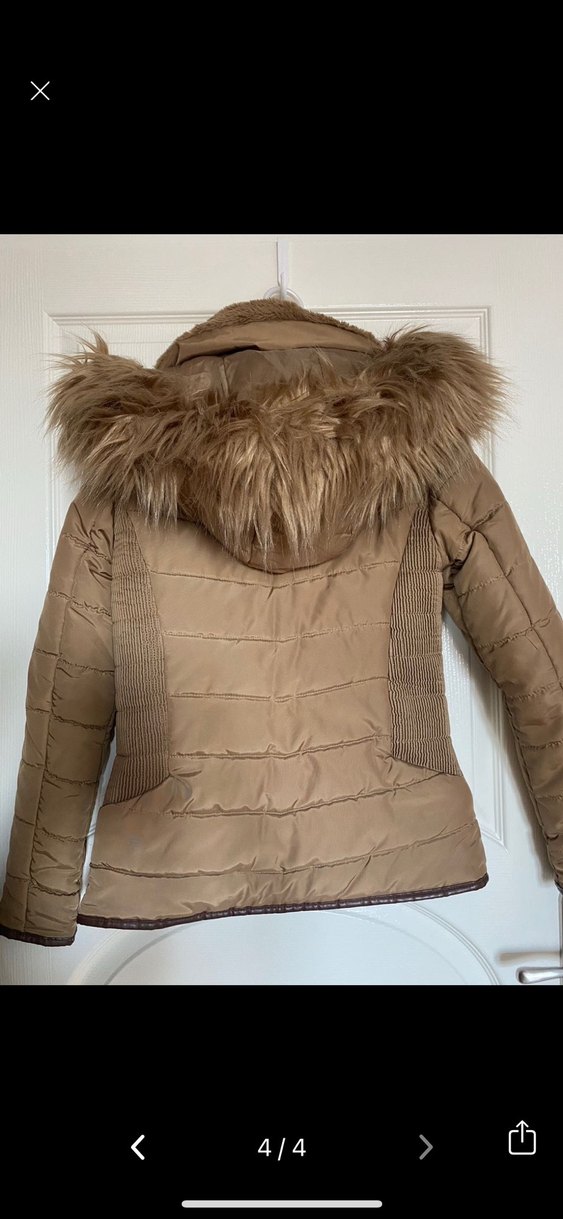 Defacto Kürk Detaylı Koyu Bej Kadın Kışlık Mont - Görsel 2