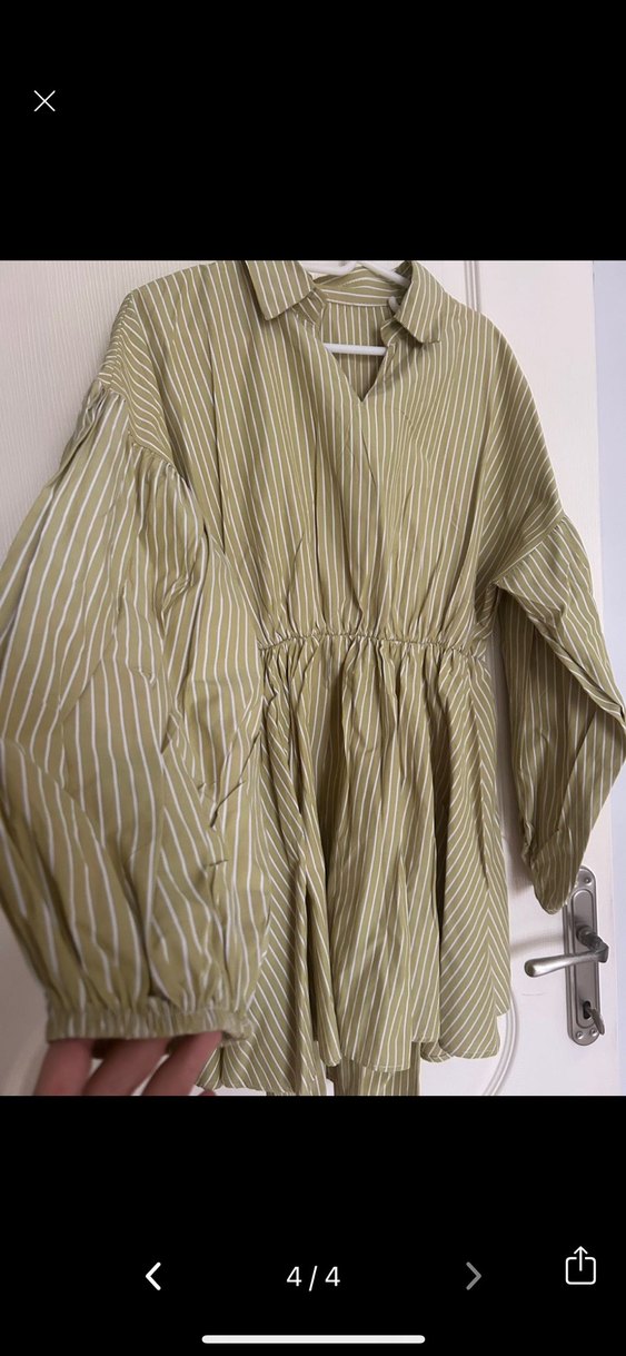 Kadın Khaki Uzun Kollu Salaş hem tunik hem Elbise - Görsel 3