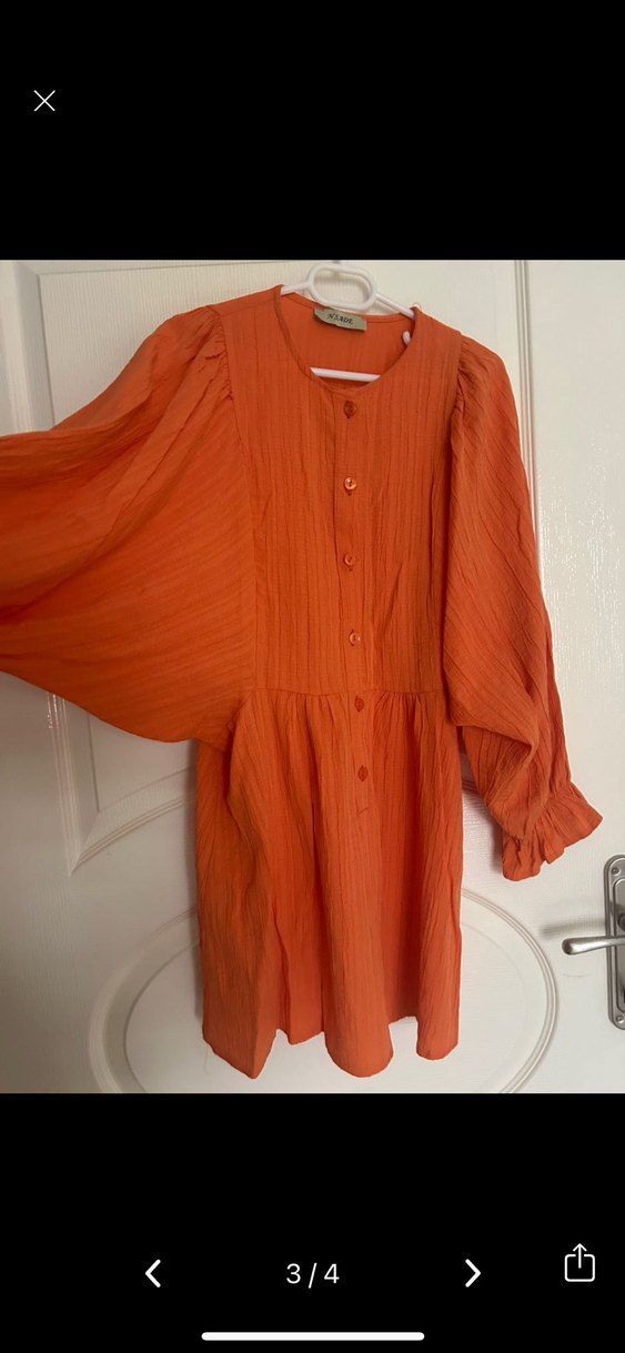 Turuncu Pilili Uzun Kollu Midi Tunik - Görsel 3