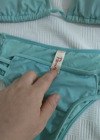 36 Beden Turkuaz İp Askılı Kadın Bikini Takımı