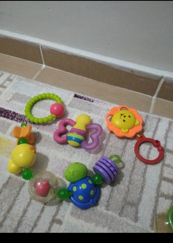 Beden Renk Renkli Sarı Diş Kaşıyıcı ve Çıngırak Seti 30 adet