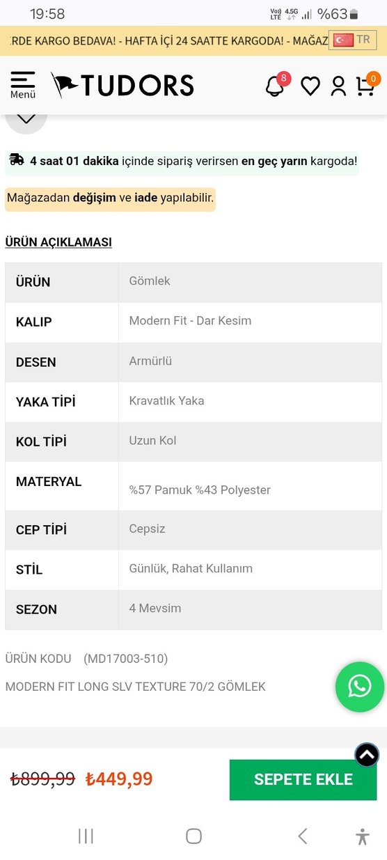 Tudors mavi gömlek XXL BEDEN - Görsel 4