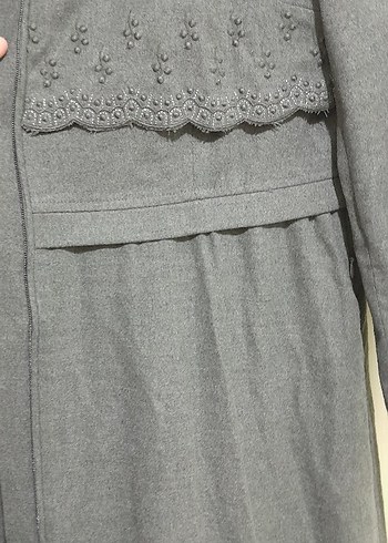 Gri Uzun Kadın Kaban - Görsel 10