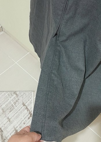 Gri Uzun Kadın Kaban - Görsel 7