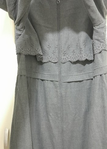 Gri Uzun Kadın Kaban - Görsel 5