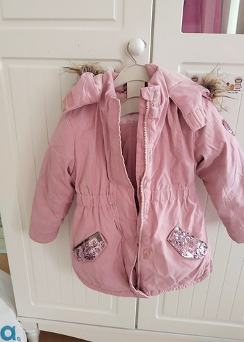Pembe Kürklü Kız Çocuk Montu - Görsel 3