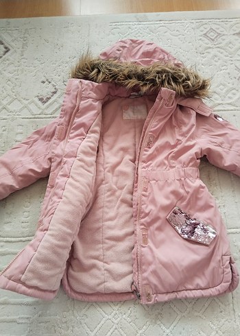 Pembe Kürklü Kız Çocuk Montu - Görsel 2