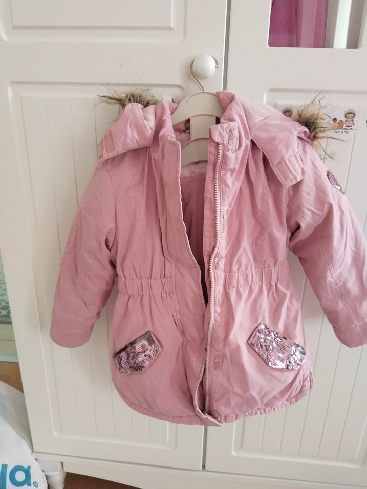 Pembe Kürklü Kız Çocuk Montu - Görsel 3