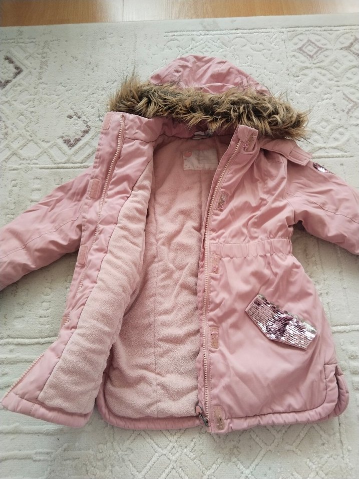 Pembe Kürklü Kız Çocuk Montu - Görsel 2