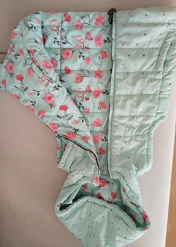 Kız Çocuk Turkuaz Kapüşonlu Yelek - Görsel 3