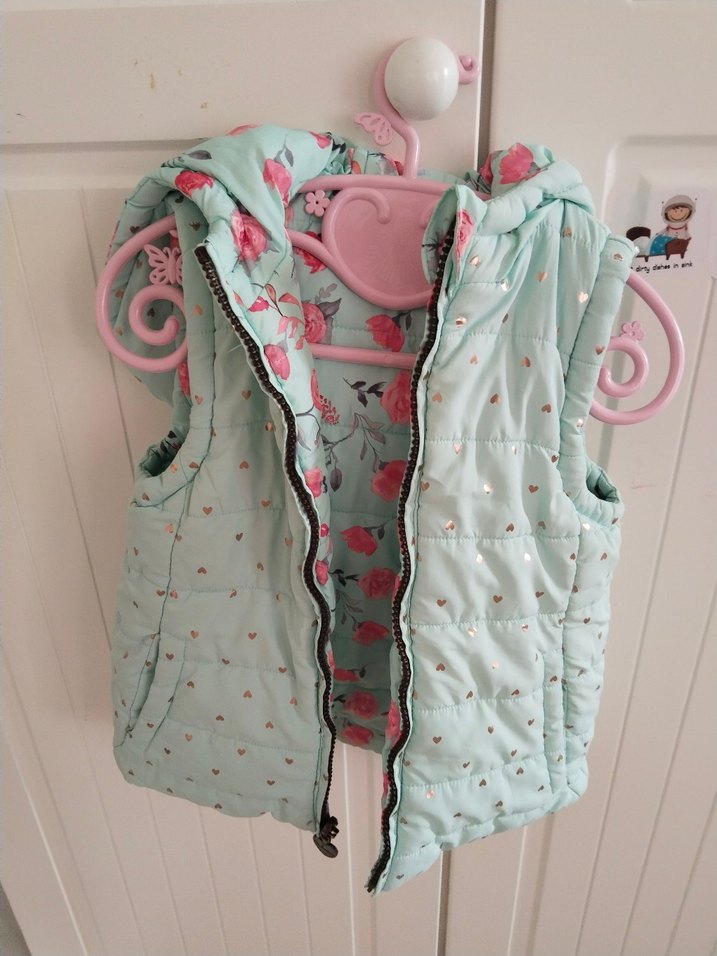 Kız Çocuk Turkuaz Kapüşonlu Yelek - Görsel 4