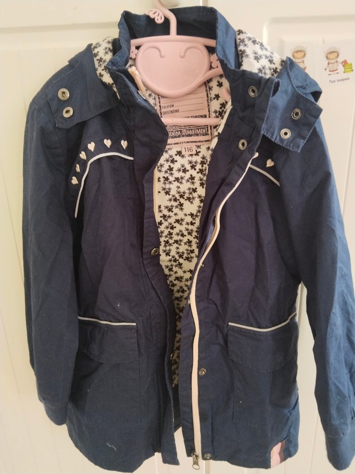 Kız Çocuk Kapüşonlu Fermuarlı Kot Ceket - Görsel 2