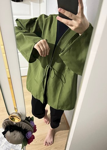 LC Waikiki Kadın Haki Midi Kimono Salaş Kesim
