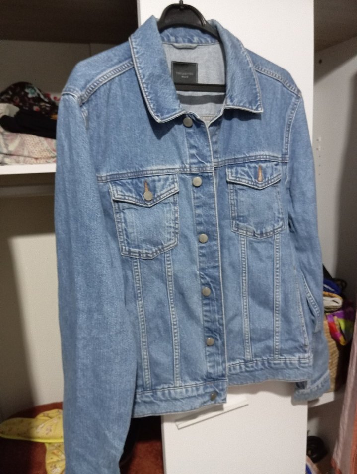 Düğmeli Mavi Erkek Kot Ceket - Görsel 2