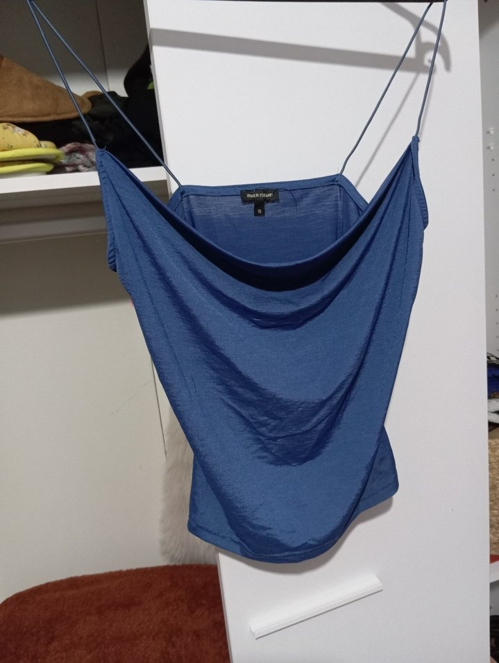 Koyu Mavi Askılı Bluz - Görsel 2