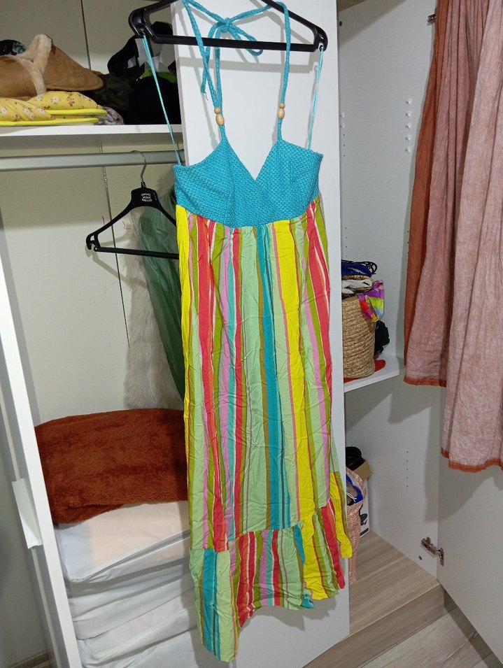 Renkli Bohem Elbise - Görsel 2