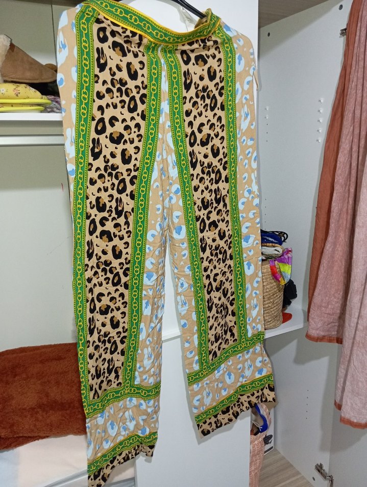 Çok Renkli Bohem Kadın Kumaş Pantolon - Görsel 2