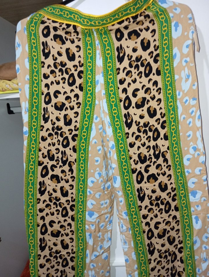 Çok Renkli Bohem Kadın Kumaş Pantolon - Görsel 3