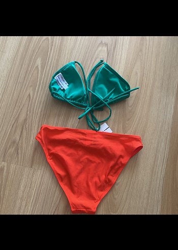 Defacto Yeşil ve Turuncu İpli Mini Bikini