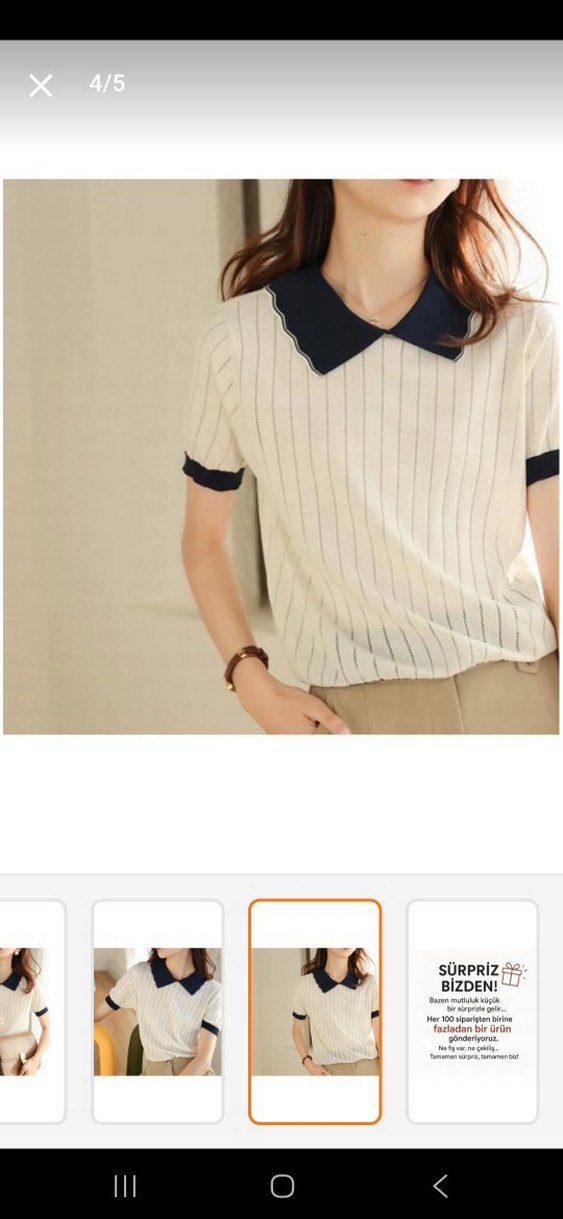 Bej Kısa Kollu Polo Yaka Midi Elbise - Görsel 3