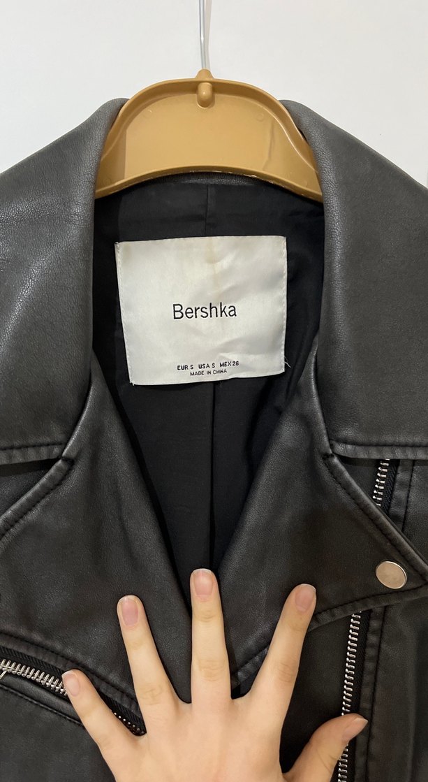 Siyah Deri Kadın Biker Ceket - Görsel 3