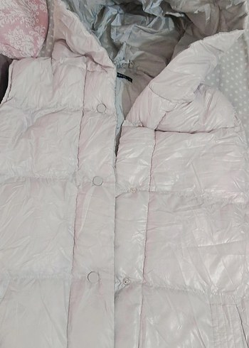 Gri Midi Düğmeli Kadın Puff Yelek - Görsel 3