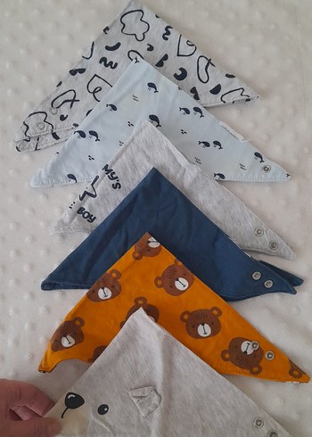 Mavi ve Gri Baskılı Bebek Önlükleri - Görsel 4