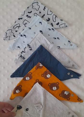 Mavi ve Gri Baskılı Bebek Önlükleri - Görsel 3