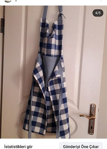 Mavi Ekose Mutfak Önlüğü - Görsel 4