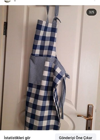 Mavi Ekose Mutfak Önlüğü - Görsel 3