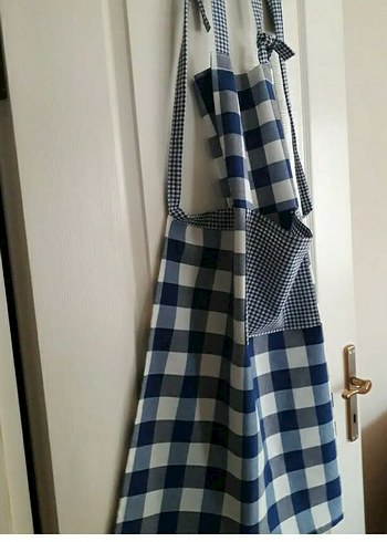 Mavi Ekose Mutfak Önlüğü - Görsel 2